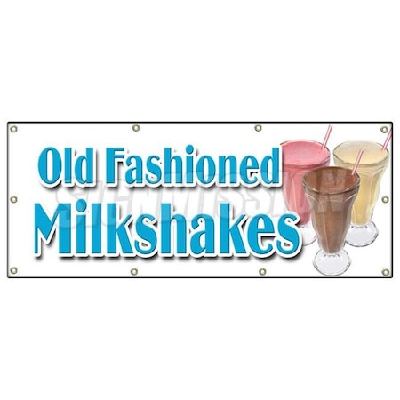 OLD FASHIONED MILKSHAKES BANNER SIGN Malts Thick Ice Cream Soda Milk